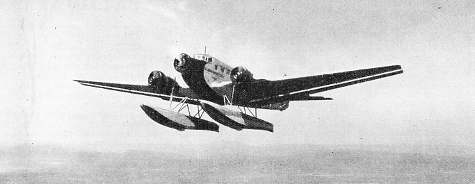 JUNKERS THREE-ENGINED SEAPLANE of the type used by DNL in Norway
