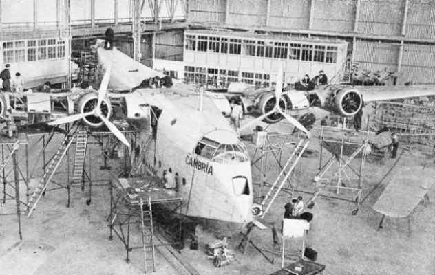 CONVERTING THE CAMBRIA FOR PASSENGER CARRYING after its experimental North Atlantic flights for Imperial Airways