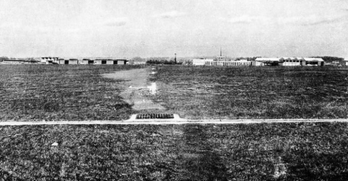 STRIPS OF NEON LIGHTING are let into the ground surface at Croydon Airport to indicate the best landing and take-off directions during foggy weather