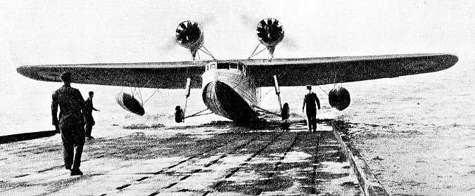 An R.A.F Saro Cloud being taxied on to the slipway