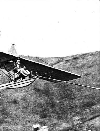 GLIDER BEING LAUNCHED by rubber rope