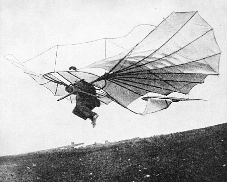 ONE OF THE EARLY GLIDERS with which Otto Lilienthal made successful flights