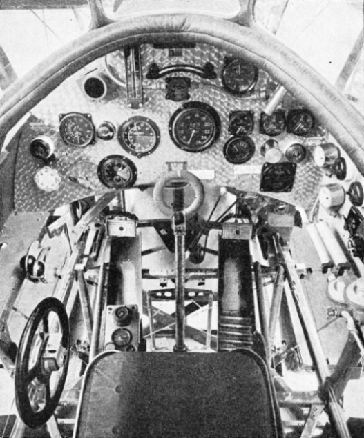 PILOT’S COCKPIT in the Houston-Westland aeroplane used in the fights over Everest in 1933