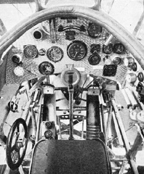 PILOT’S COCKPIT in the Houston-Westland aeroplane used in the fights over Everest in 1933