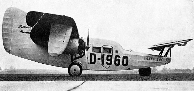 THE WINGS ARE AT THE BACK of this German Focke-Wulf Ente aircraft