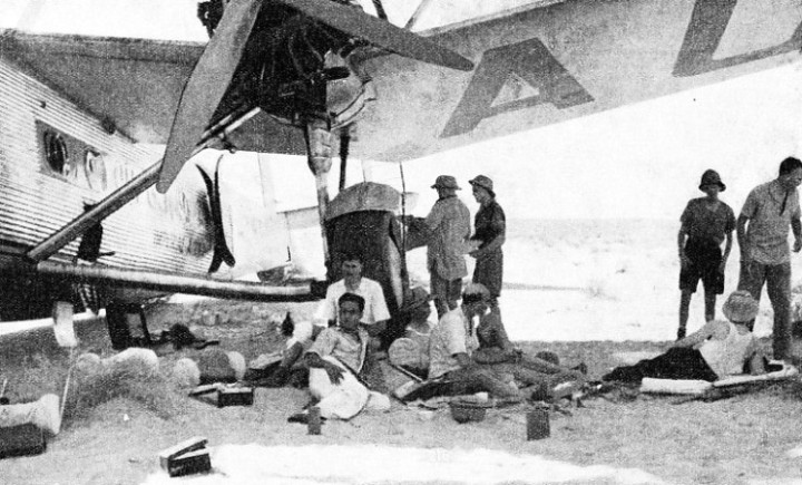 STRANDED IN THE DESERT - passengers from the Imperial Airways liner Horsa