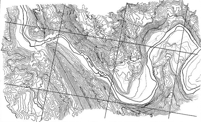 MAP WITH CONTOURS produced by an automatic mapping apparatus from a pair of air photographs