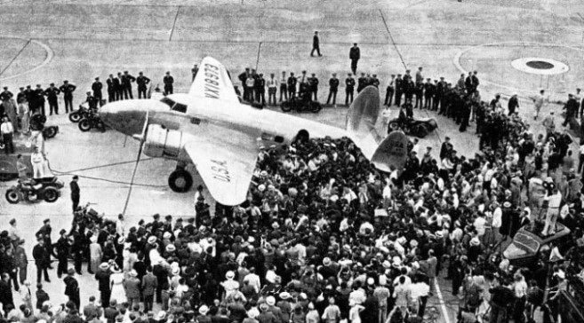 THE COMPLETION OF Howard Hughes flight at New York