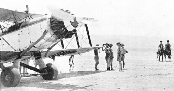 Men of the Transjordan Frontier Force bringing a report to a waiting Air Force Patrol near Haifa