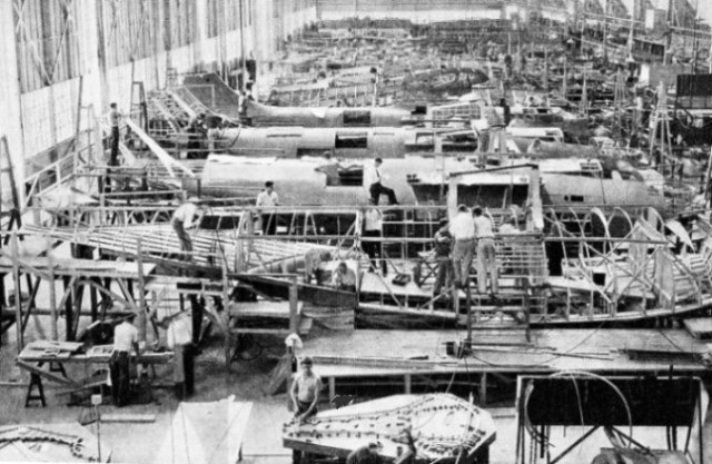 AT WORK ON THE HULLS OF PBY flying boats