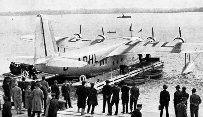 NEW EMBARKATION ARRANGEMENTS were made during 1938 for Imperial Airways flying-boat passengers