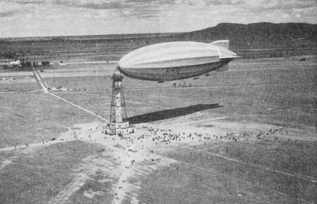 The British airship R 100 moored to the high mast at Montreal