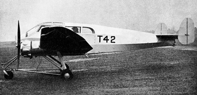 AN EXPERIMENTAL MONOSPAR AIRCRAFT used in Great Britain to test the possibilities of the tricycle undercarriage