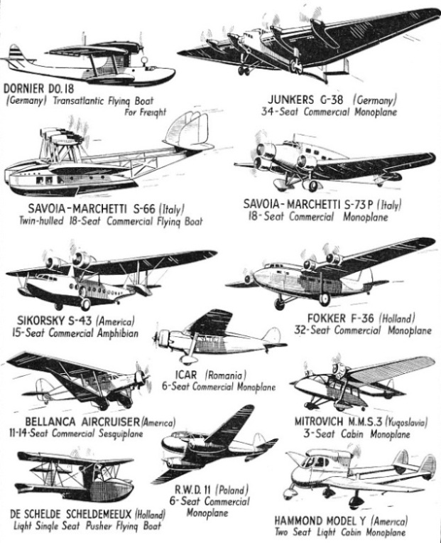 Representative types of continental and American aircraft
