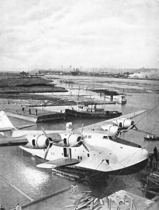 LAUNCH OF AMERICA’S LARGEST AEROPLANE, the new Boeing 314 clipper