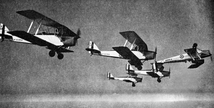 Five Tiger Moths practising formation flying