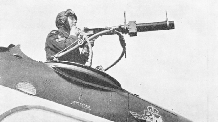 CHECKING THE SIGHTS OF A GUN in the observer’s cockpit 