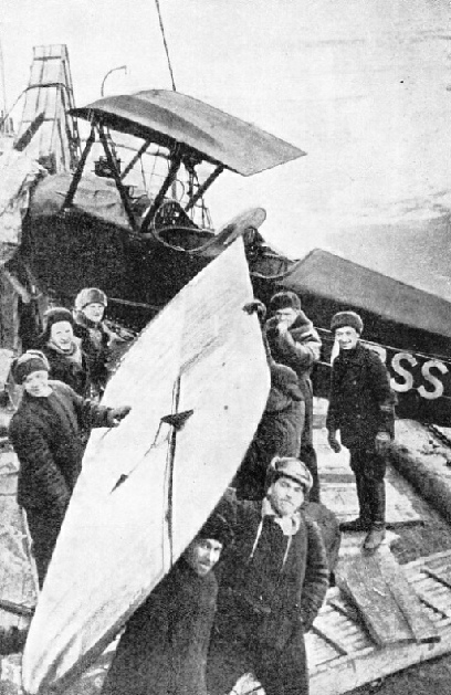 DISMANTLING THE AEROPLANE from which were seen the four Russian scientists
