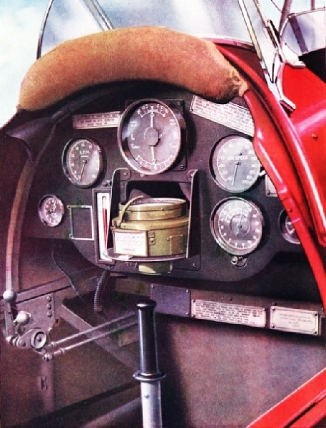 PILOT’S COCKPIT of a Tiger Moth equipped for blind flying
