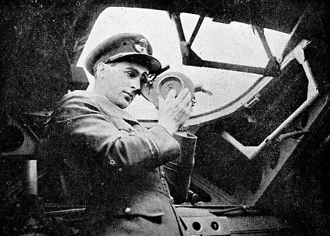 Navigator of a Sunderland flying-boat taking an observation