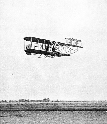 Lefebvre in a Wright Biplane